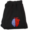 Black Half Heart Half Brain Embroidered Sweatpants 