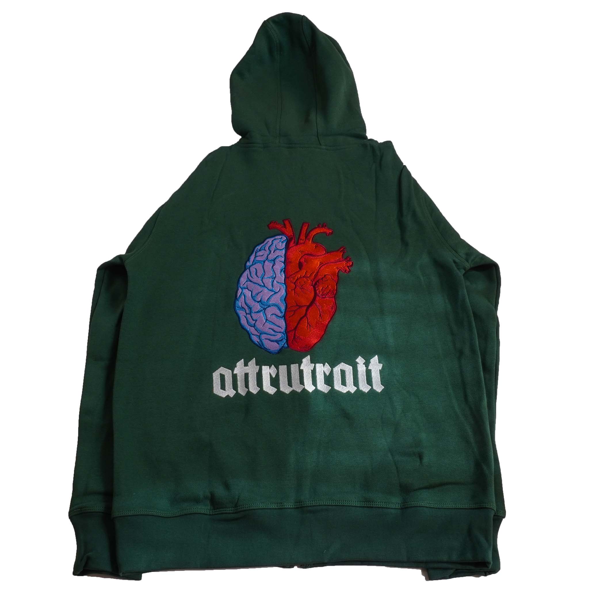 Back of Forest Green Attrutrait Hoodie