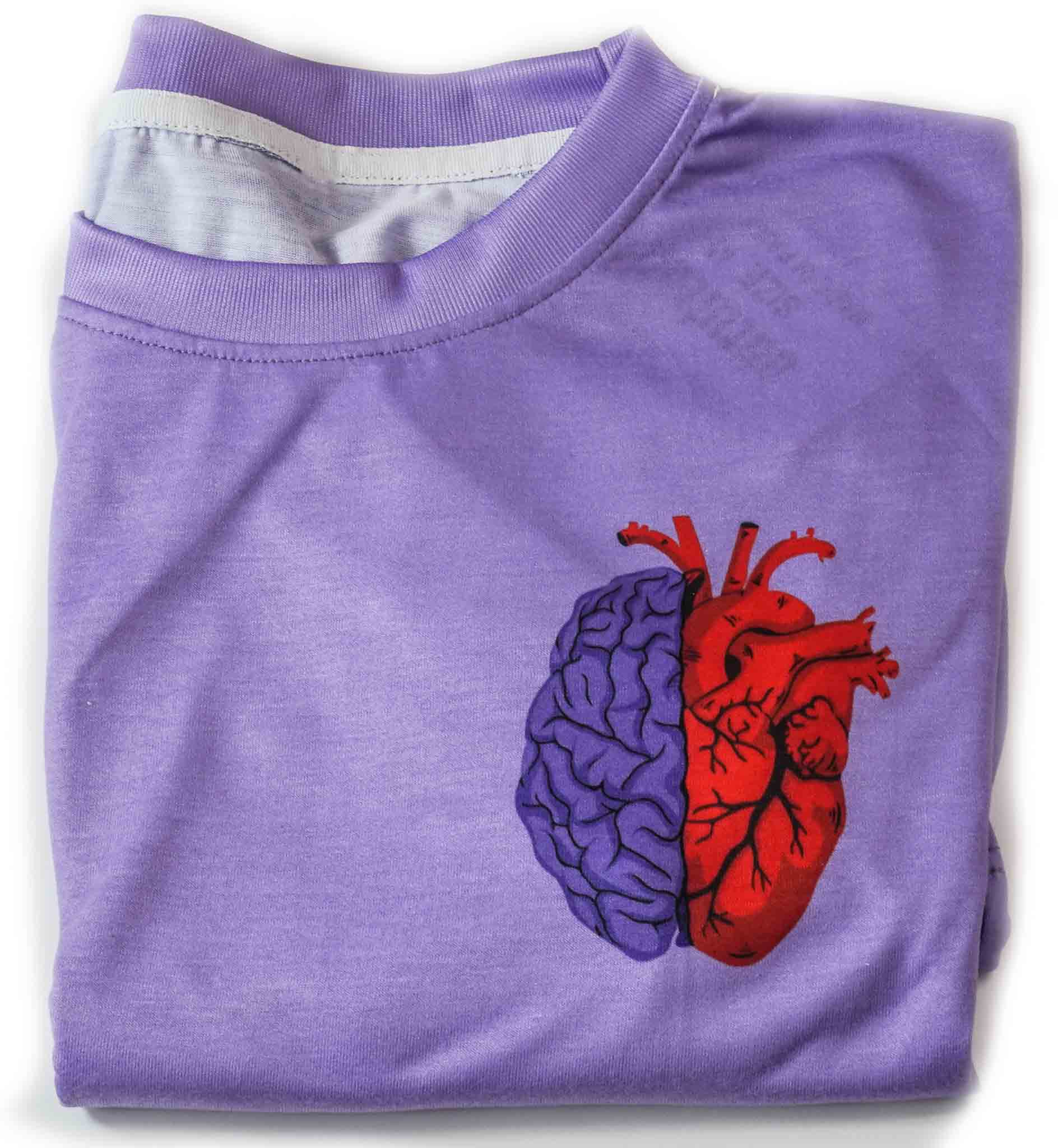 Folded Purple Half Heart Half Brain Attrutrait Shirt