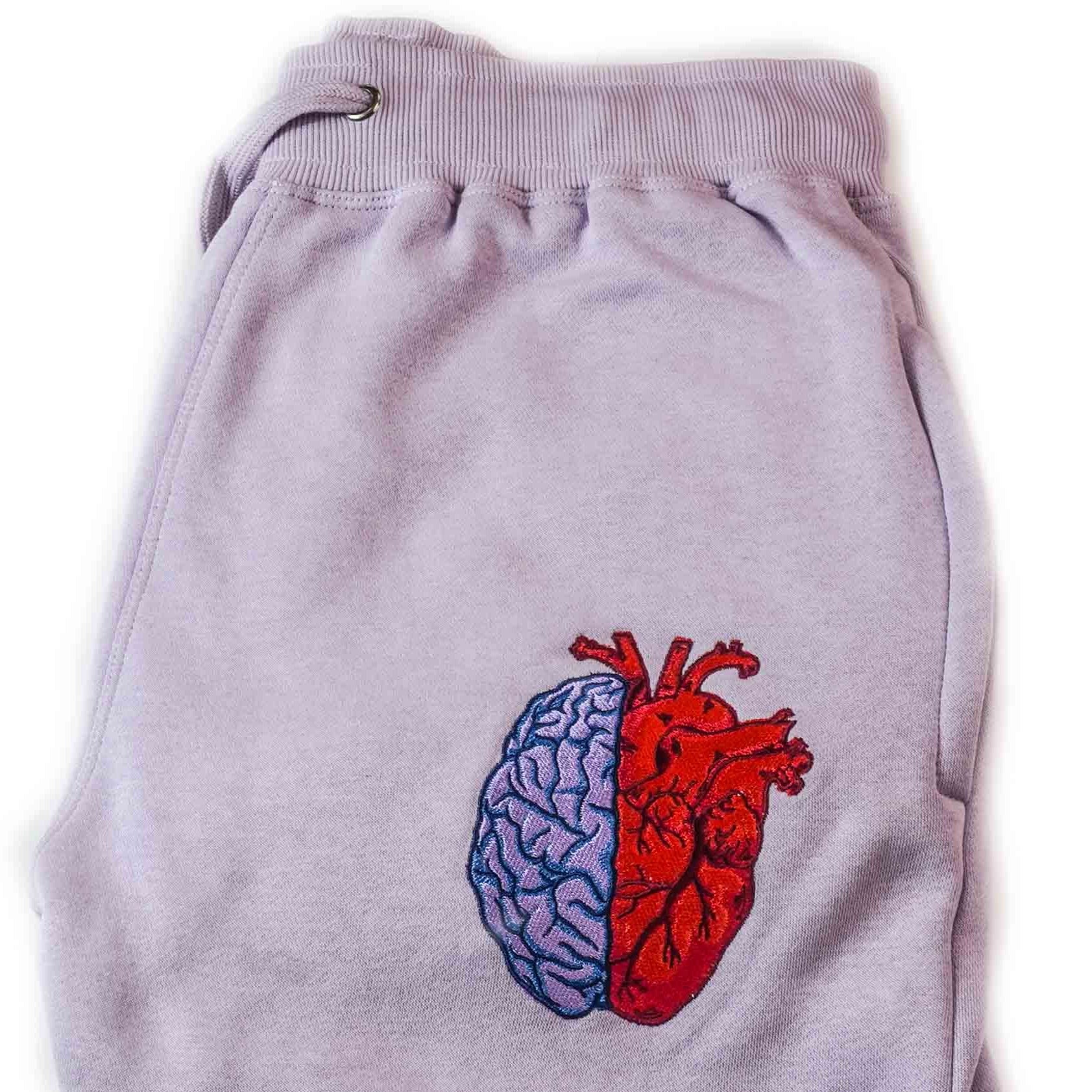 Folded Lavender Half Heart Half Brain Sweatpants 