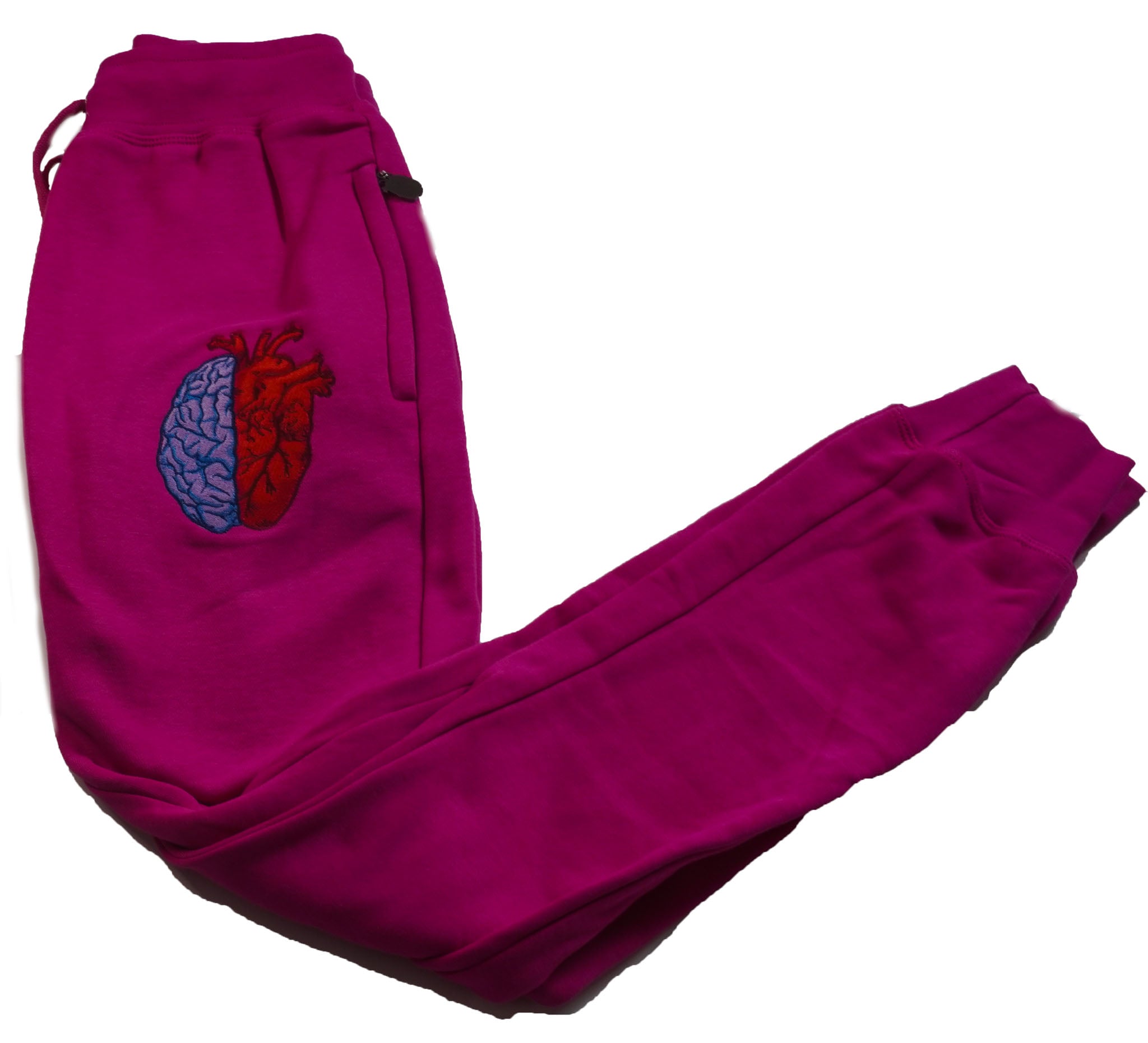 Folded Pink Half Heart Half Brain Sweatpants