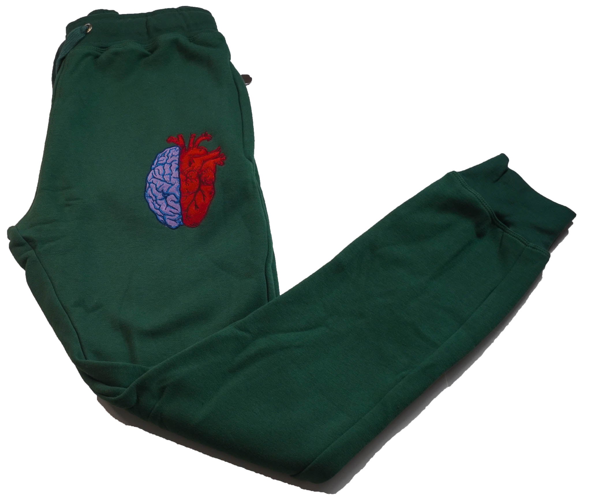 Forest Green Half Heart Half Brain Sweatpants