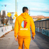 Back of Orange Half Heart, Half Brain Tracksuit, Perfect for Streetwear/Lifestyle Clothing